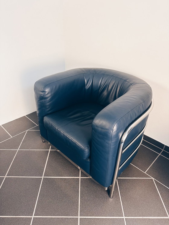 Image 1 of Zanotta Onda fauteuil van stalen buizen en leer