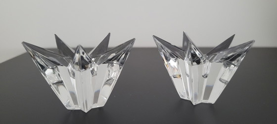 Image 1 of 2x Vintage Thomas Stervormige Kristallen Kandelaars