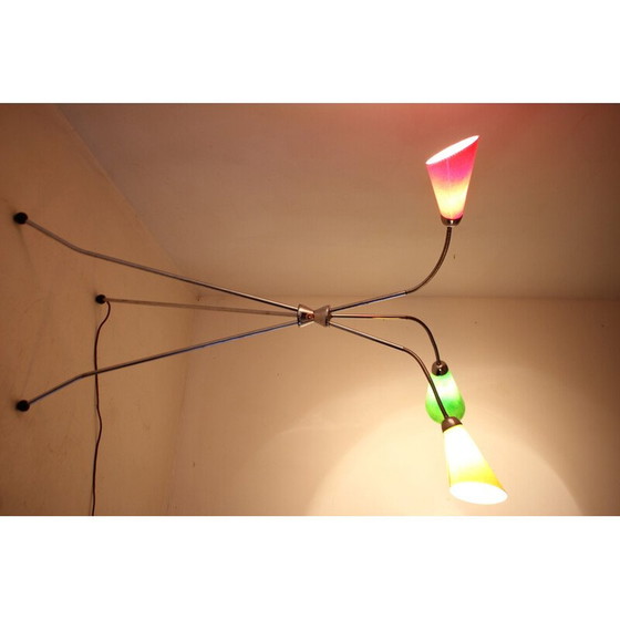 Image 1 of Vintage verchroomde driepoot vloerlamp, Tsjecho-Slowakije 1960