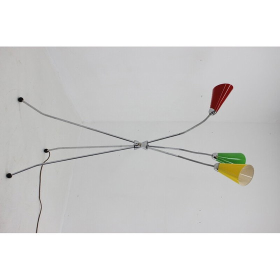 Image 1 of Vintage verchroomde driepoot vloerlamp, Tsjecho-Slowakije 1960
