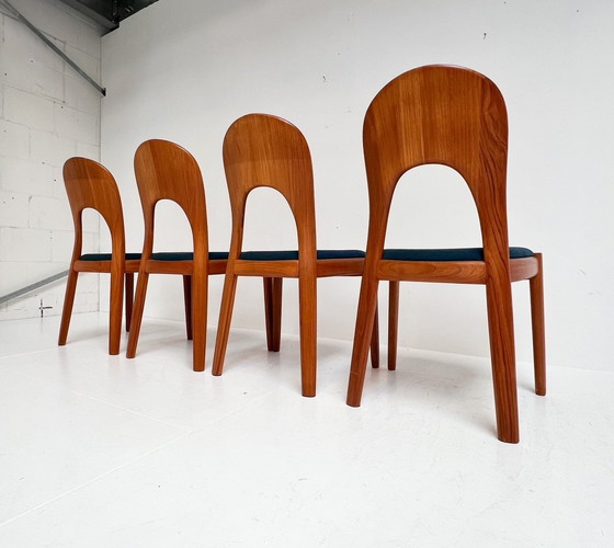 Image 1 of 4x Koefoed Hornslet stoelen by John Mortensen Blauw, 1960’S