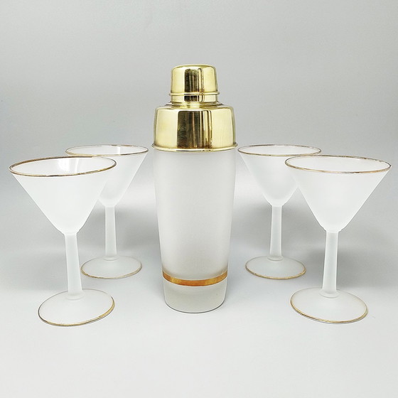 Image 1 of 1960S Prachtige cocktailshaker set met vier glazen. Gemaakt in Italië