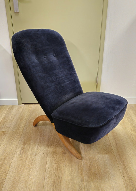 Image 1 of Vintage Theo Ruth Congo Fauteuil Stoel Donker Blauw 