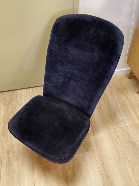 Image 1 of Vintage Theo Ruth Congo Fauteuil Stoel Donker Blauw 