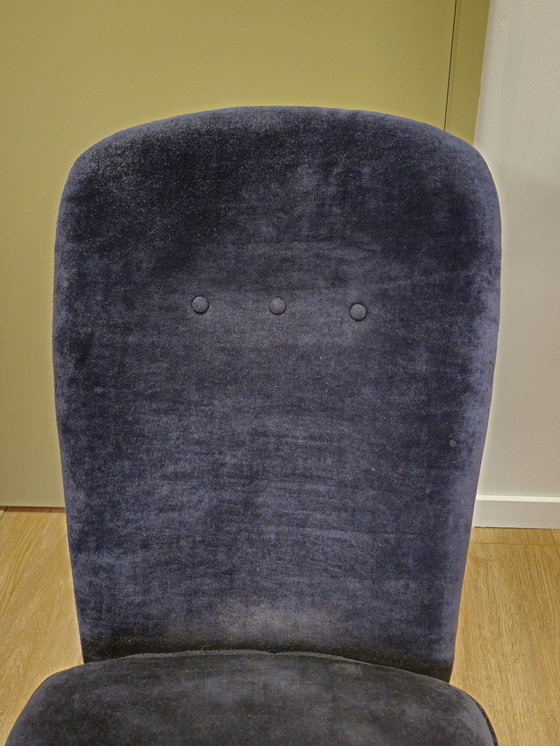 Image 1 of Vintage Theo Ruth Congo Fauteuil Stoel Donker Blauw 