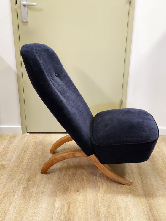 Image 1 of Vintage Theo Ruth Congo Fauteuil Stoel Donker Blauw 