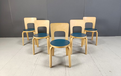 Model 66 eetkamerstoelen van Alvar Aalto voor Artek, 1960S