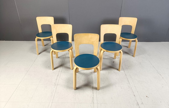 Image 1 of Model 66 eetkamerstoelen van Alvar Aalto voor Artek, 1960S