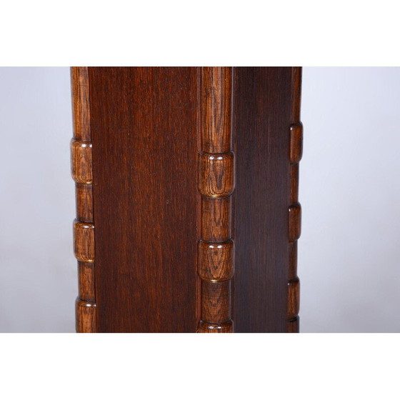 Image 1 of Vintage Art Deco bijzettafel in eiken en messing, Tsjecho-Slowakije 1920