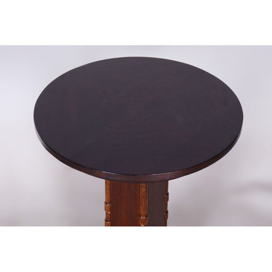 Image 1 of Vintage Art Deco bijzettafel in eiken en messing, Tsjecho-Slowakije 1920