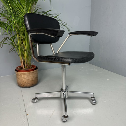 Vintage Bureaustoel Chroom/Skai