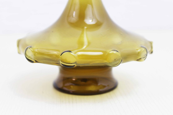 Image 1 of Vintage Art Deco Amber Glazen Vaas Eind jaren 1970