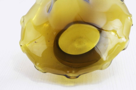 Image 1 of Vintage Art Deco Amber Glazen Vaas Eind jaren 1970