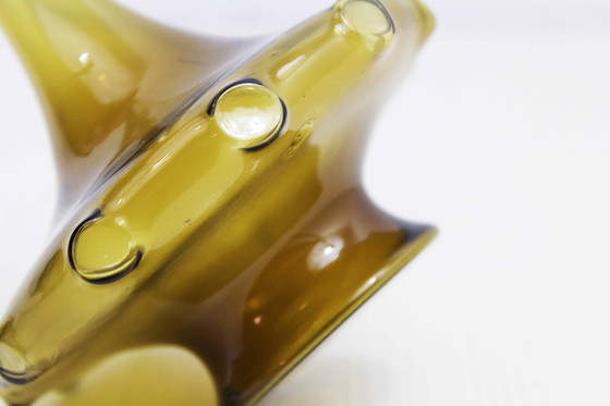 Image 1 of Vintage Art Deco Amber Glazen Vaas Eind jaren 1970