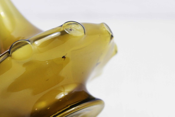 Image 1 of Vintage Art Deco Amber Glazen Vaas Eind jaren 1970