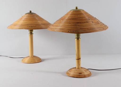  Set van 2 tafellampen/lampen van Vivai Del Sud, Italië, 1960