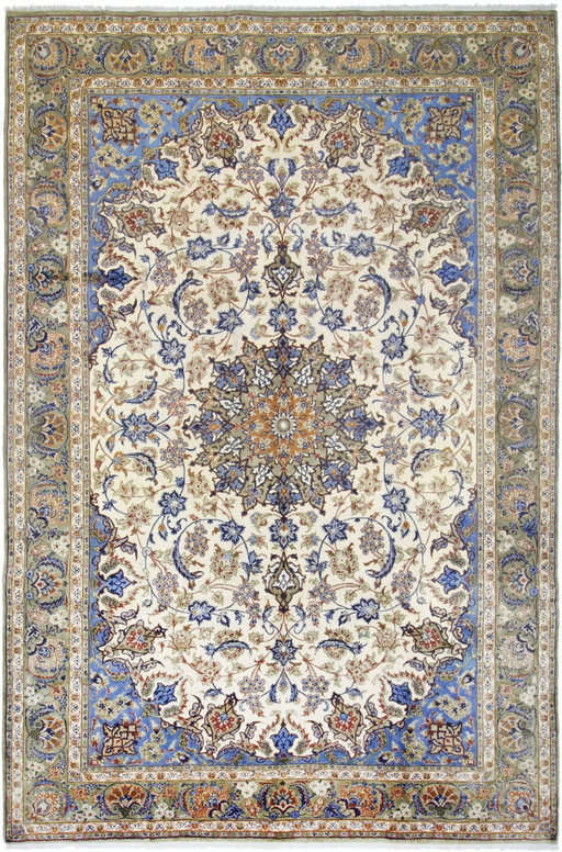 Origineel handgeknoopt Perzisch tapijt Isfahan 381 X 255 cm Zeer goede staat Fijn