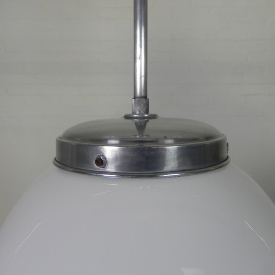 Image 1 of Art Deco Hanglamp Met Witte Bol, Jaren 30