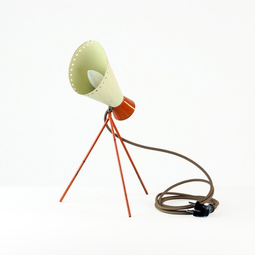 Vintage model 1816 tafellamp in crème en oranje metaal van Josef Hurka voor Napako, Tsjecho-Slowakije 1950