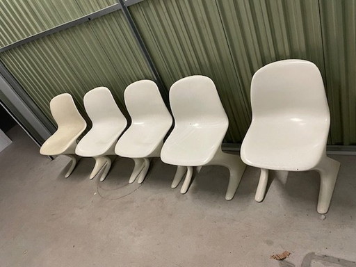 5 Stoelen Set Originele Kangaroo Z Ernst Moeckl Horn Collection Wit Baydur