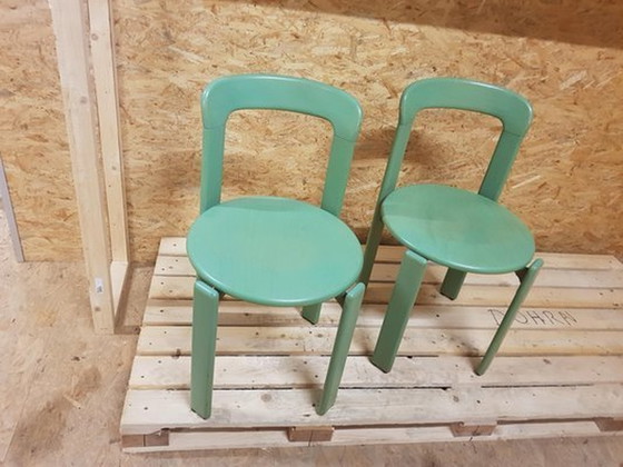 Image 1 of Groene eetkamerstoelen door Bruno Rey voor Kusch & Co, 1970S, set van 2