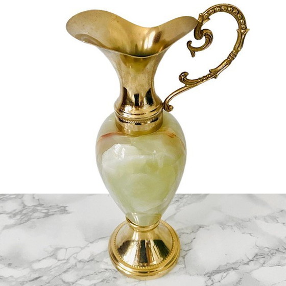 Image 1 of Vintage Italiaanse onyx vaas gouden setting