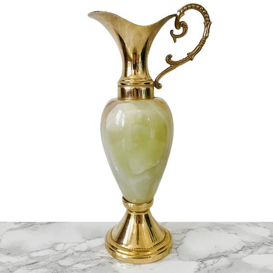 Image 1 of Vintage Italiaanse onyx vaas gouden setting