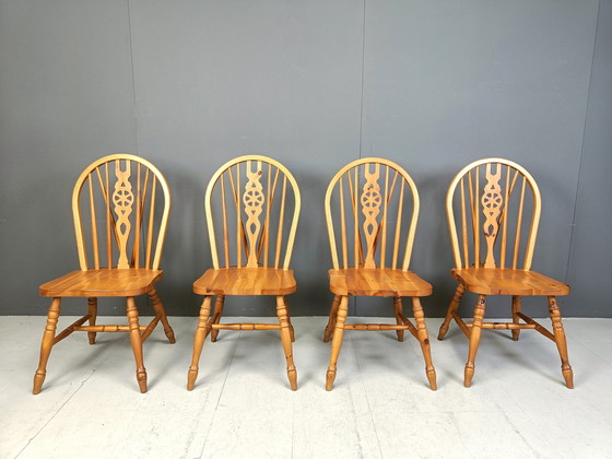 Image 1 of Set van 4 vintage Ercol eetkamerstoelen, jaren 1950