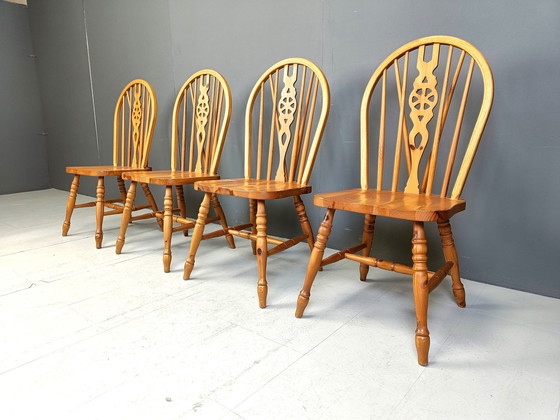 Image 1 of Set van 4 vintage Ercol eetkamerstoelen, jaren 1950