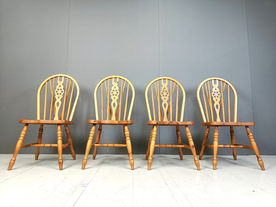 Image 1 of Set van 4 vintage Ercol eetkamerstoelen, jaren 1950