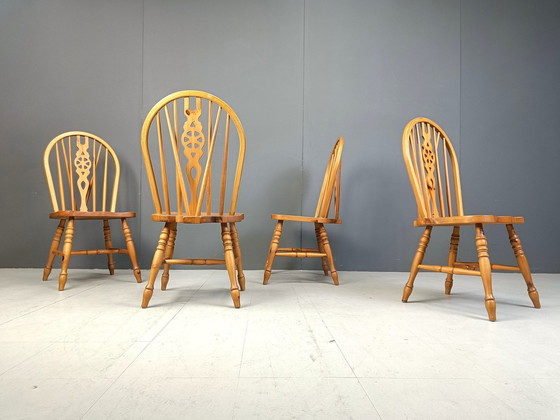 Image 1 of Set van 4 vintage Ercol eetkamerstoelen, jaren 1950