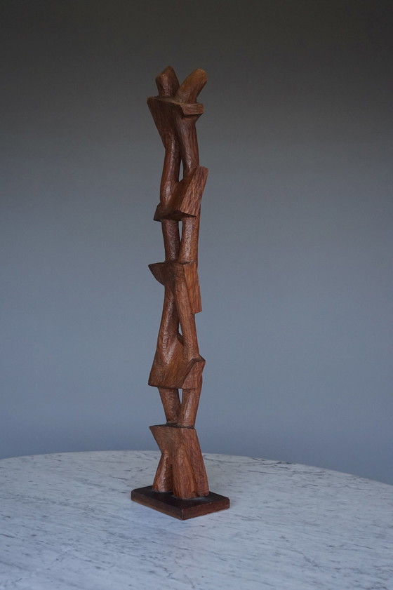 Image 1 of Bertus Hylkema, Abstract teakhouten sculptuur, 1968