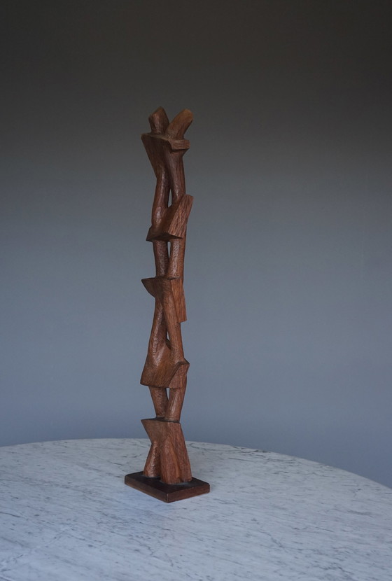 Image 1 of Bertus Hylkema, Abstract teakhouten sculptuur, 1968