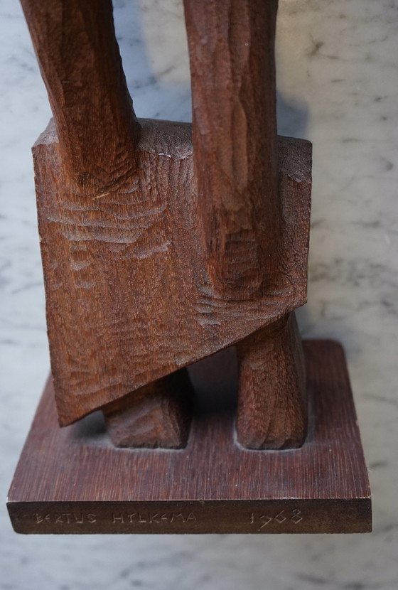 Image 1 of Bertus Hylkema, Abstract teakhouten sculptuur, 1968