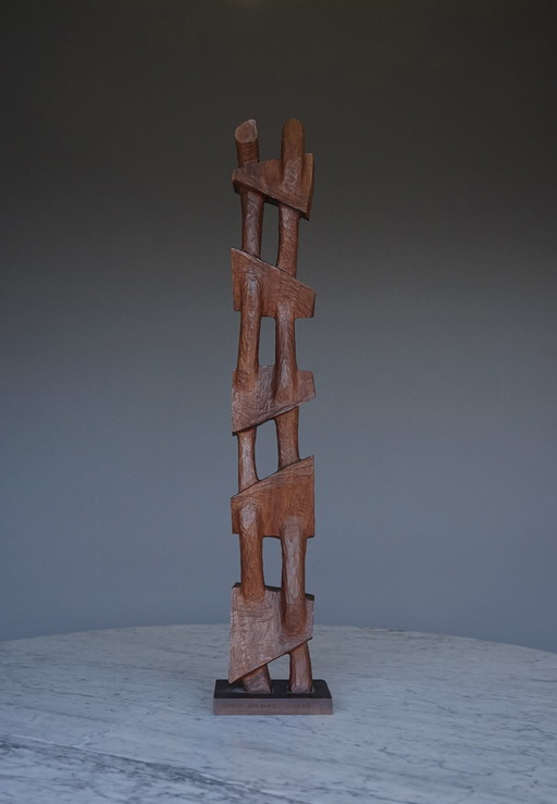 Bertus Hylkema, Abstract teakhouten sculptuur, 1968