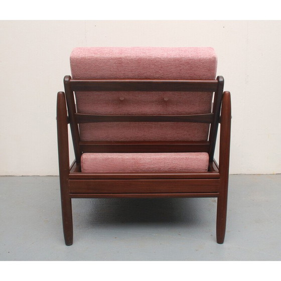 Image 1 of Vintage lichtroze fauteuil in massief hout, 1960
