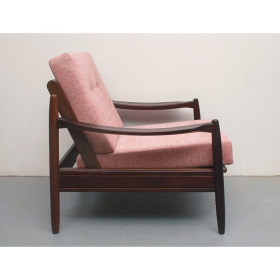 Image 1 of Vintage lichtroze fauteuil in massief hout, 1960
