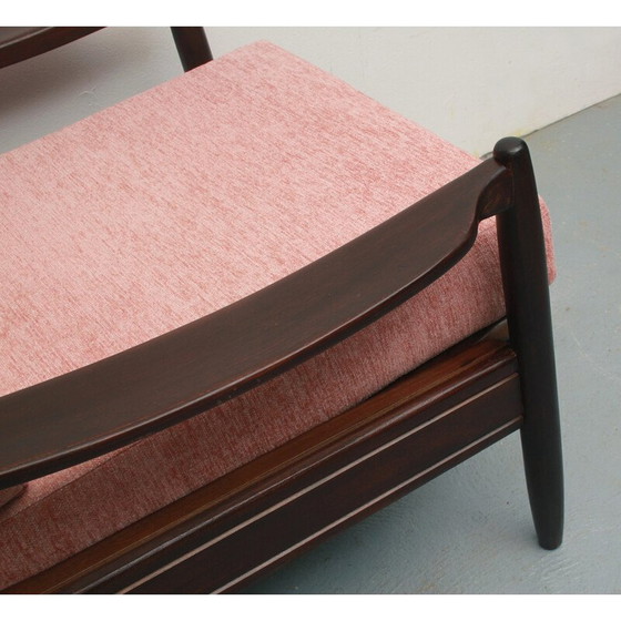 Image 1 of Vintage lichtroze fauteuil in massief hout, 1960