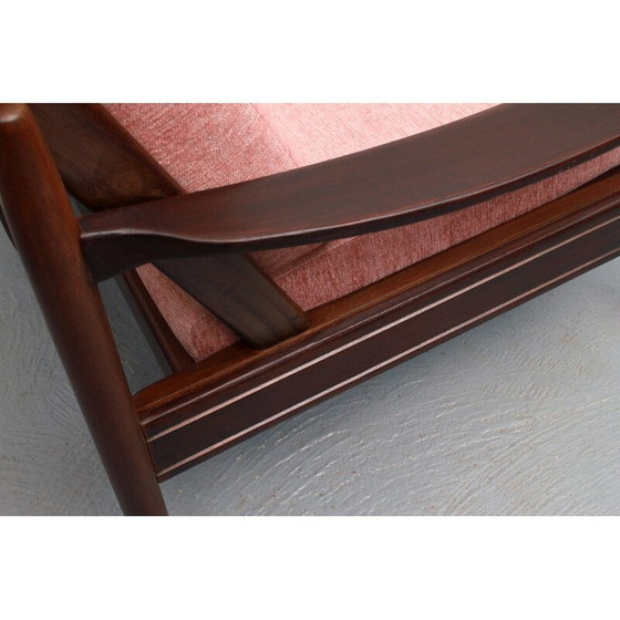 Image 1 of Vintage lichtroze fauteuil in massief hout, 1960