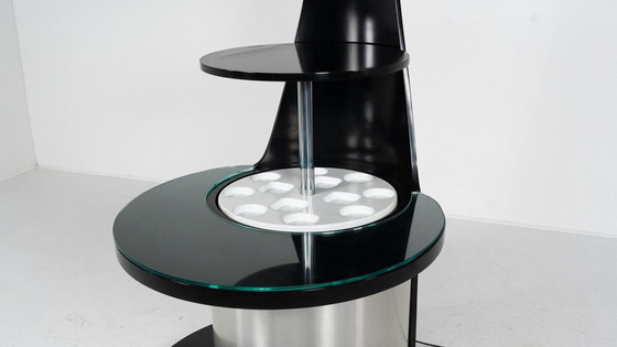 Image 1 of Mid Century gemotoriseerde bar van Willy Rizzo, hout metaal en glas, Italië, 1970