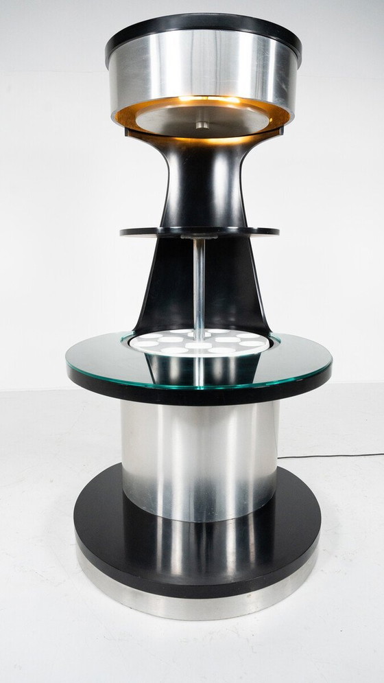 Image 1 of Mid Century gemotoriseerde bar van Willy Rizzo, hout metaal en glas, Italië, 1970