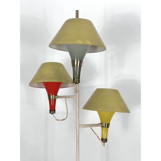 Image 1 of Mid-eeuwse vloerlamp met drie armen van Stilux Milano, Italië 1950