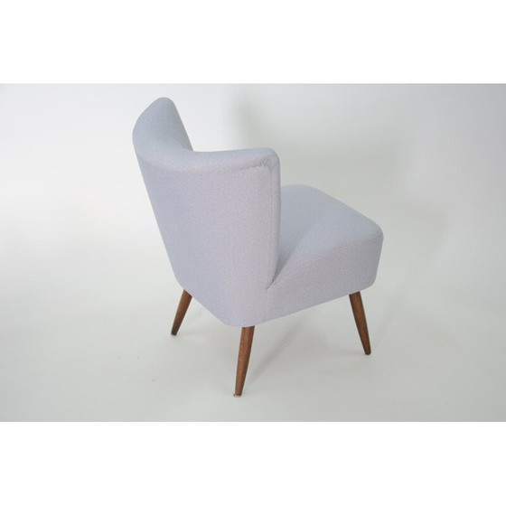 Image 1 of Vintage cocktail fauteuil in lichtgrijze stof en hout 1950