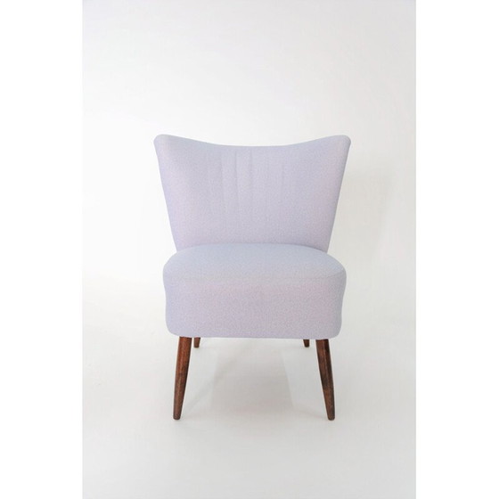 Image 1 of Vintage cocktail fauteuil in lichtgrijze stof en hout 1950