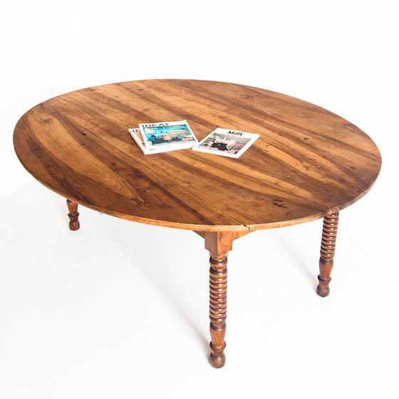 Image 1 of Vintage kleptafel in massief gewaxt kersenhout, Frankrijk 1960
