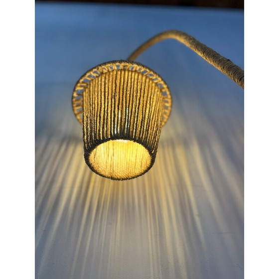 Image 1 of Vintage driepoot vloerlamp van metaal en touw