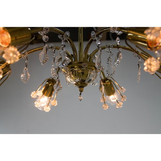 Image 1 of Vintage kroonluchter met 6 vlammen in gelakt messing van Emil Stejnar voor Rupert Nikoll, Oostenrijk 1950