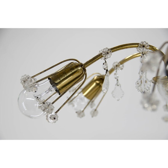 Image 1 of Vintage kroonluchter met 6 vlammen in gelakt messing van Emil Stejnar voor Rupert Nikoll, Oostenrijk 1950