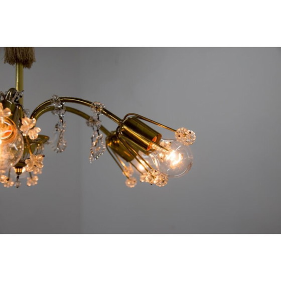 Image 1 of Vintage kroonluchter met 6 vlammen in gelakt messing van Emil Stejnar voor Rupert Nikoll, Oostenrijk 1950