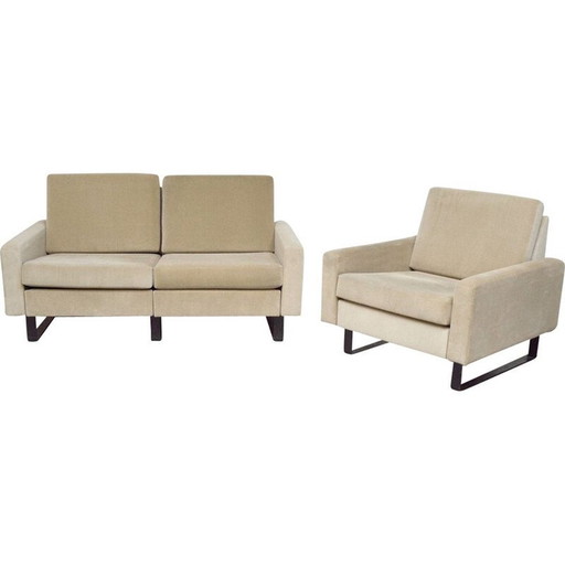 Vintage fluwelen woonkamerstof in beige kleuren van Friedrich Wilhelm Möller voor Kor, Duitsland 1960